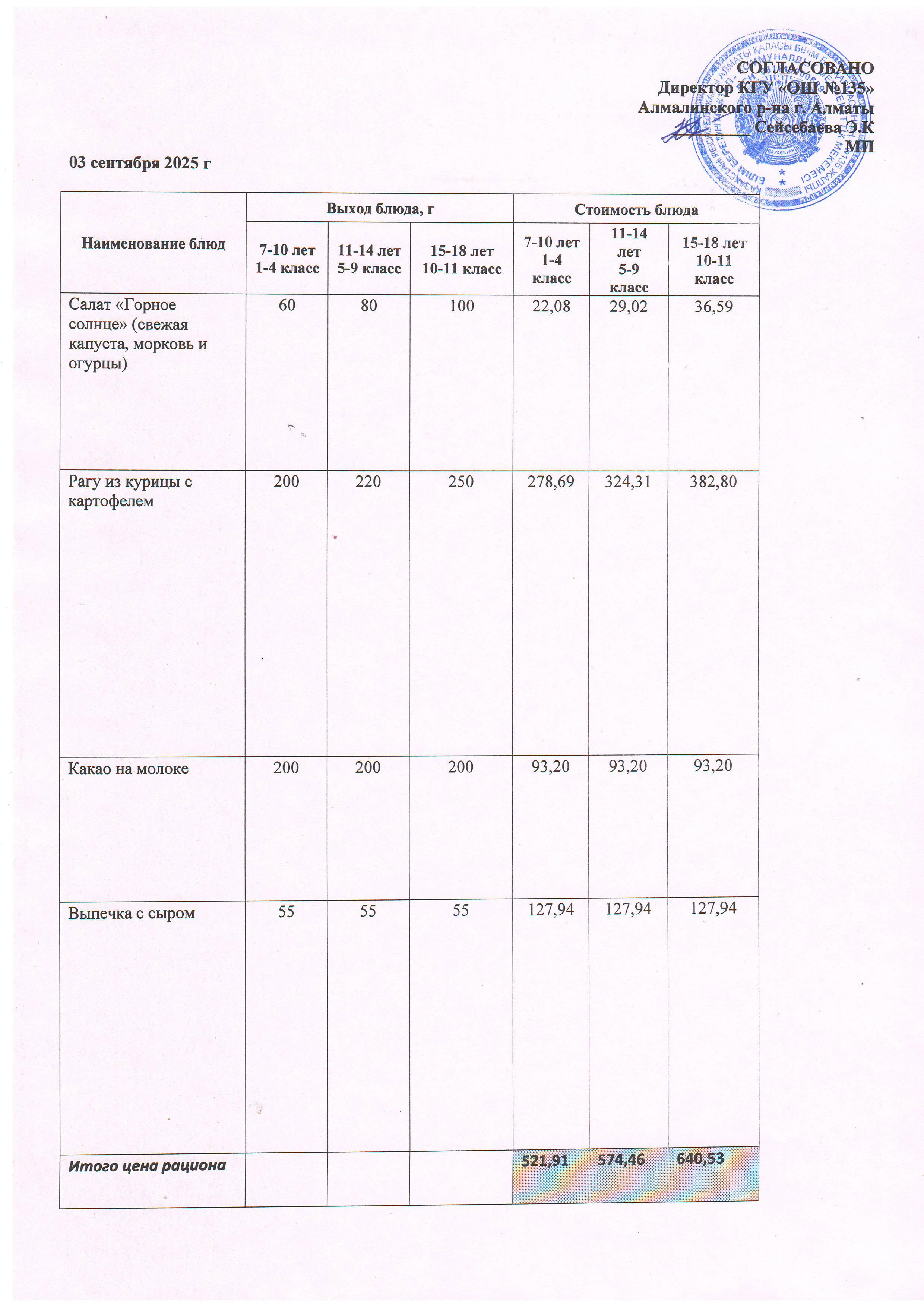 Ас мәзірі 03.09.2025