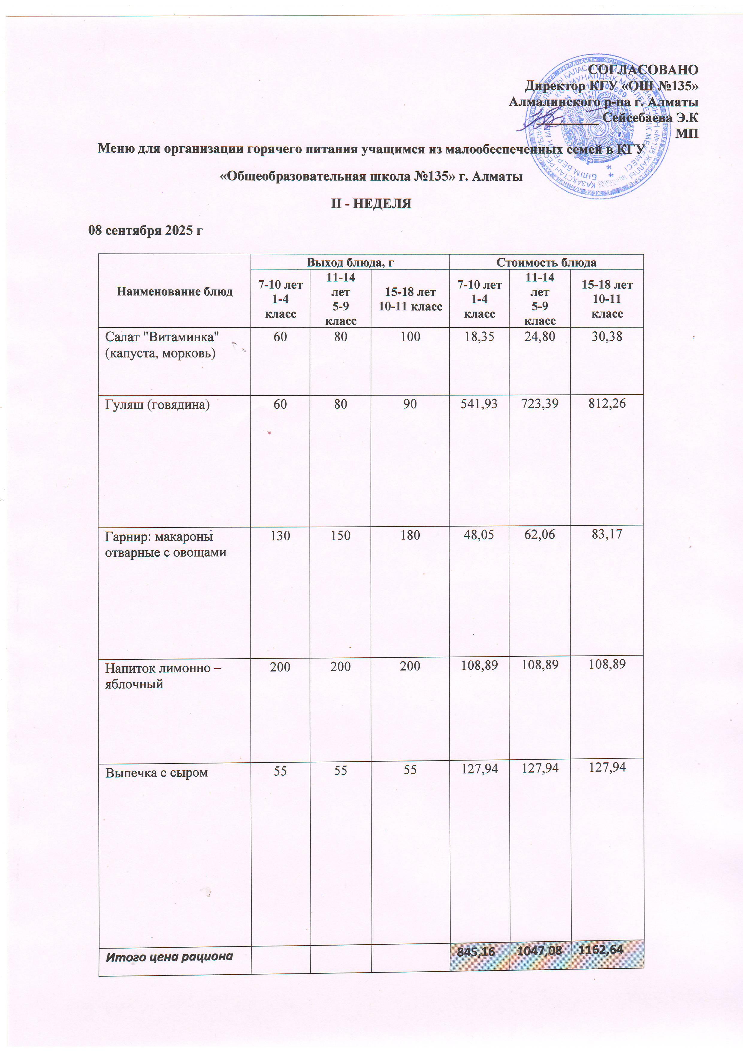 Ас мәзірі 08.09.2025
