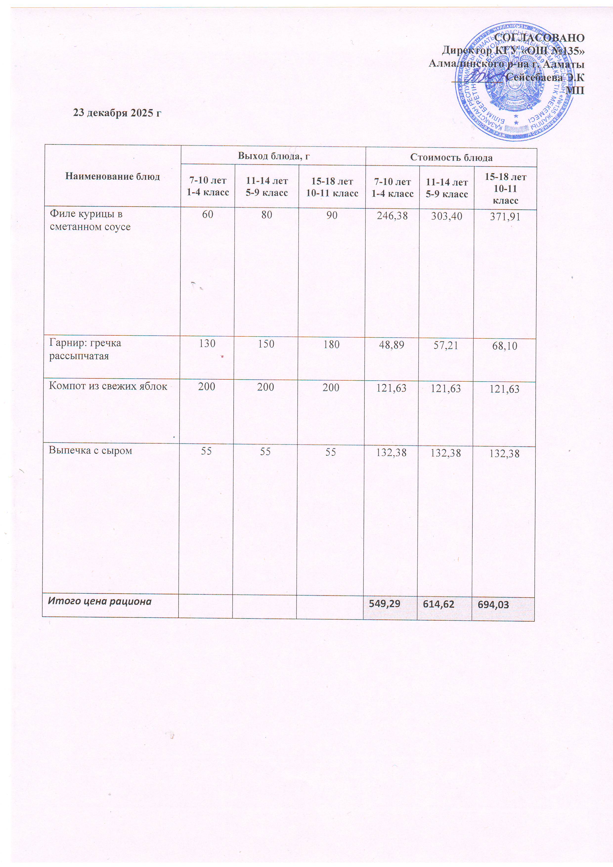 Ас мәзірі 23.12.2025